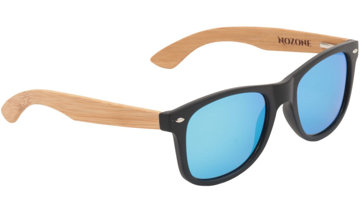 Nozone bamboo sunglasses - UV400 polarized glare-resistant blue lenses - protective travel case #style_Blue Lenses w/Protective Case