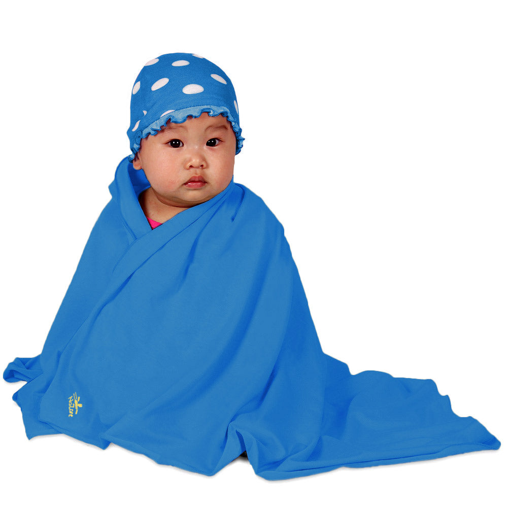 Nozone Baby Blanket Sun protective upf 50+ baby bamboo lightweight gender neutral #color_Caribbean Blue