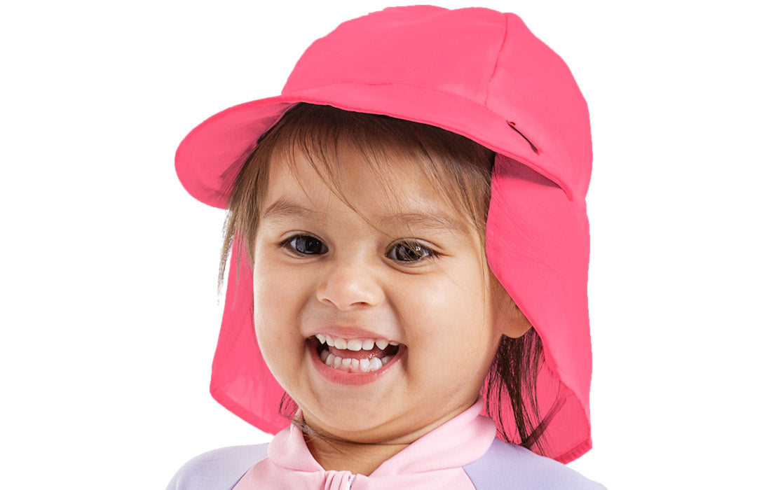 Nozone flap sun hat for baby girl uv safe upf 50 blue lightweight breathable #color_Rose