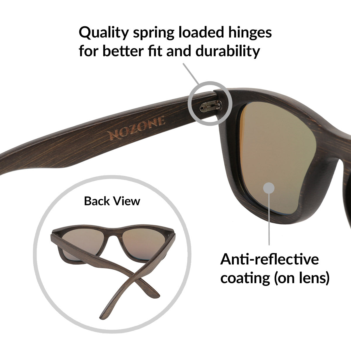 Brown Bamboo UV400 Polarized Sunglasses for Adults