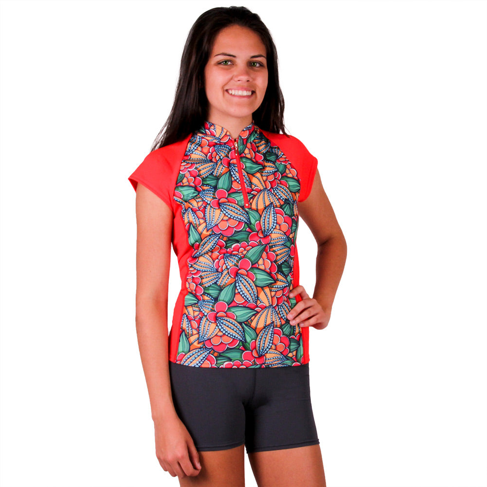 Sun Protective Women's Swim Suit in Colorful Red by Nozone