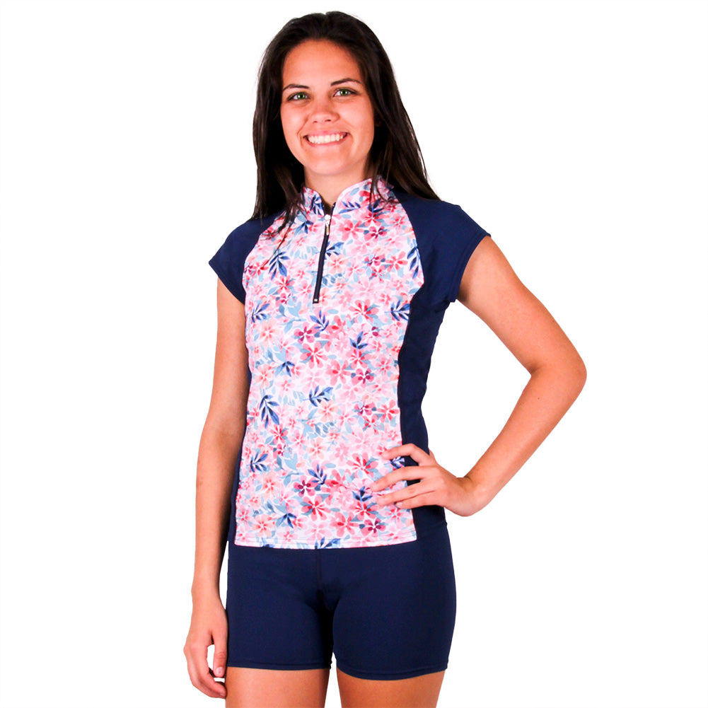 Women's sun protective posy swimsuit set with jammer shorts