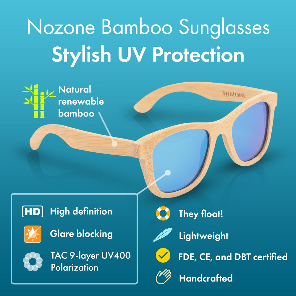 Original Bamboo UV400 Polarized Sunglasses for Adults Brown Lenses w/Bamboo Box