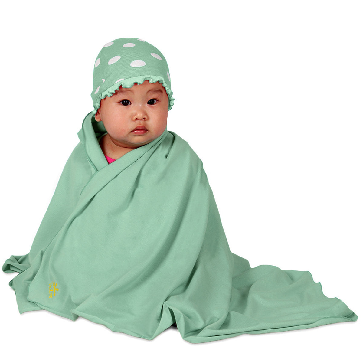 Nozone Baby Blanket Sun protective upf 50+ baby bamboo lightweight gender neutral greeni #color_Pistachio