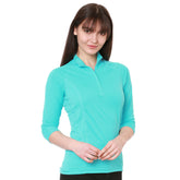 nozone womens turquoise tuscany equestrian polo shirt blue upf 50 sun protective breathable lightweight #color_Curacao