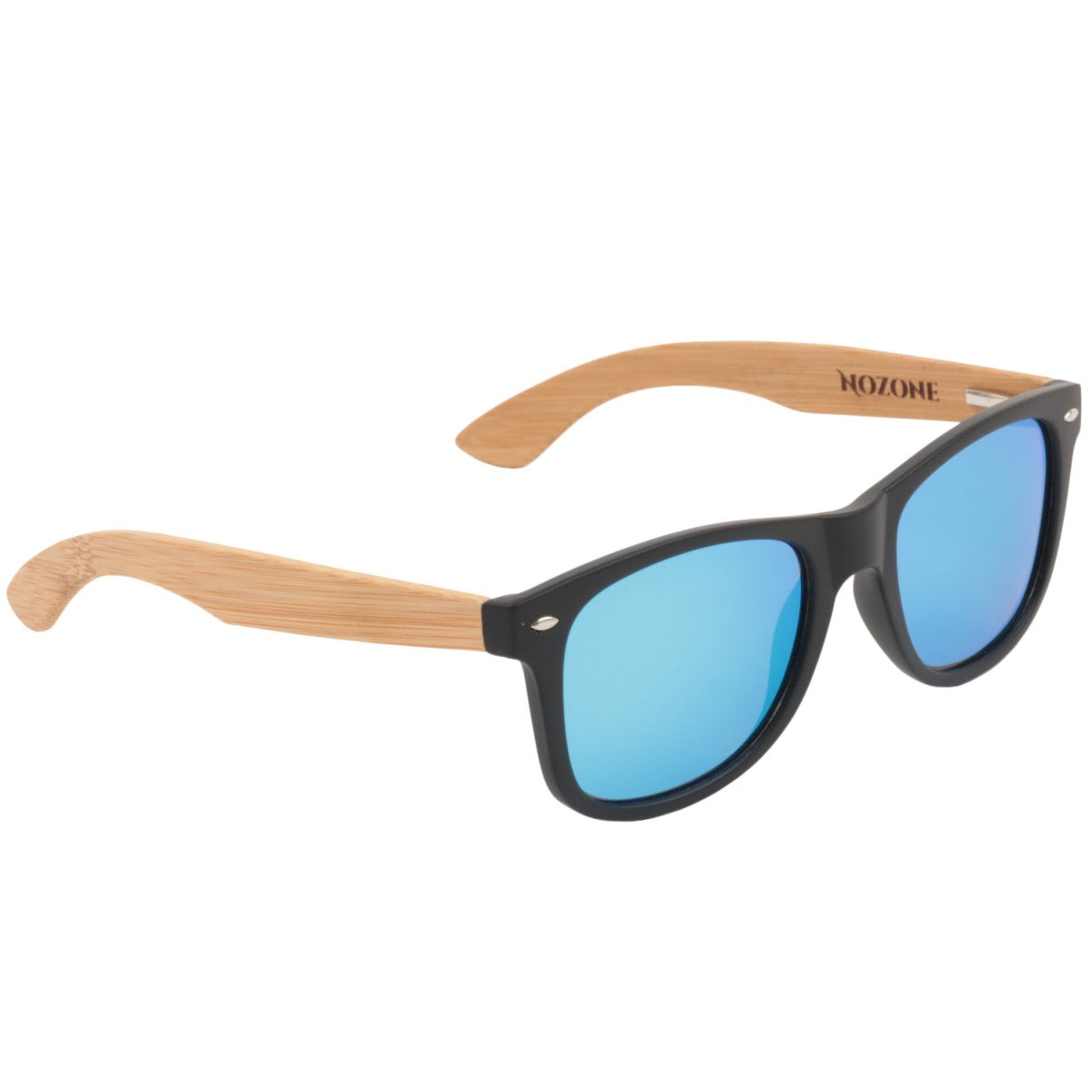 Nozone bamboo sunglasses - UV400 polarized glare-resistant blue lenses - protective travel case #style_Blue Lenses w/Protective Case
