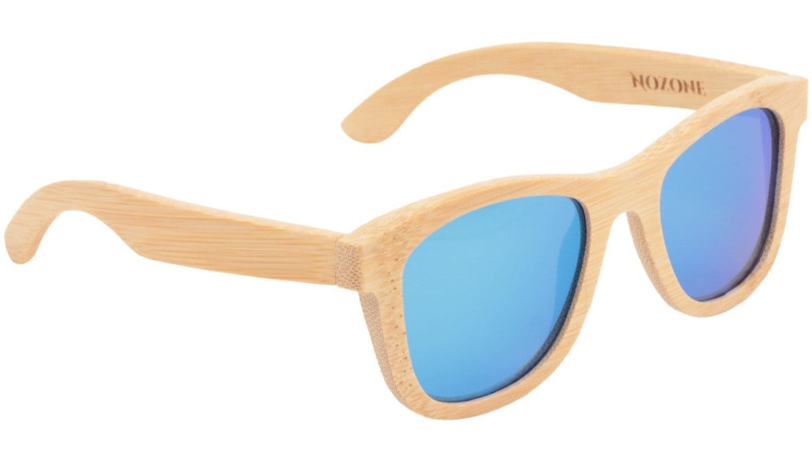 Nozone Bamboo sunglasses UV400 #style_Blue Lenses w/Protective Case