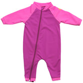 nozone tahiti full zip baby girl swimsuit long sleeves upf 50+ sun protection pink #color_Fuchsia/Bahama